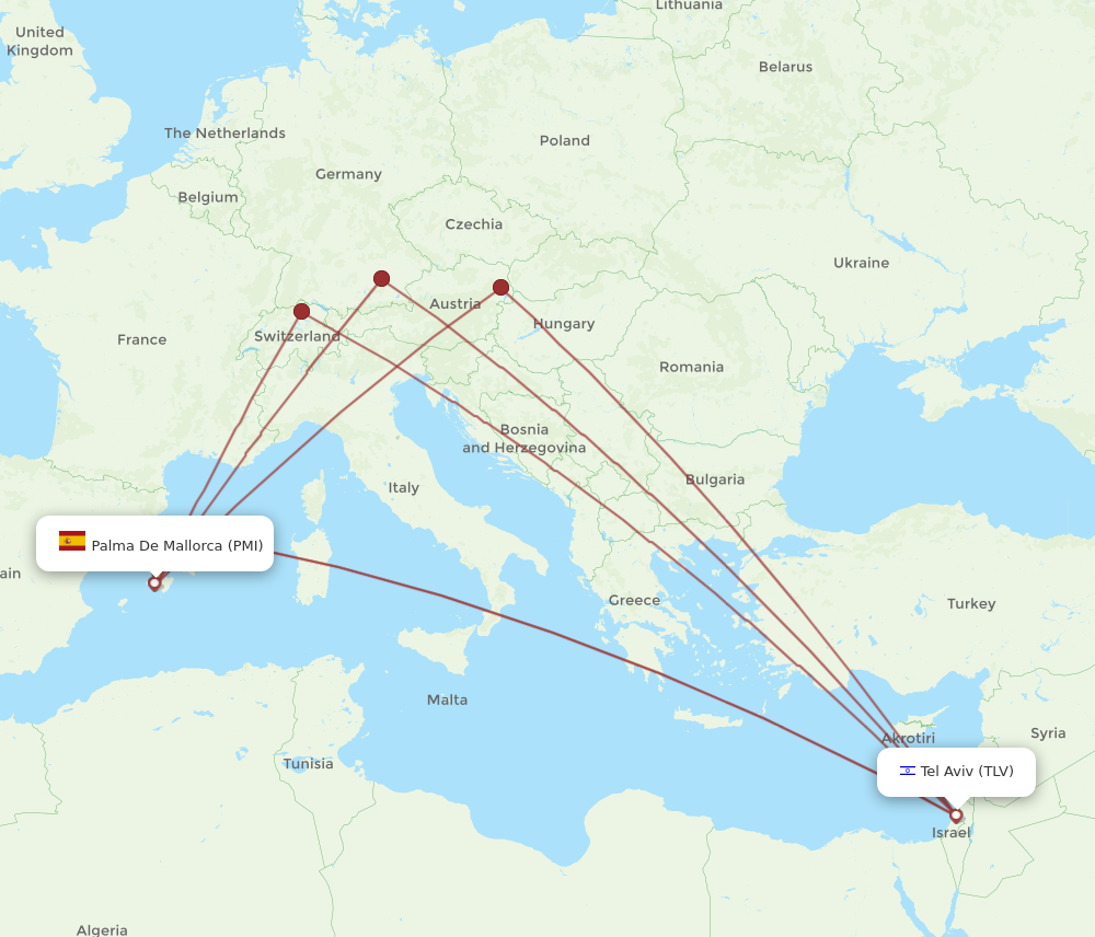 PMI to TLV flights and routes map