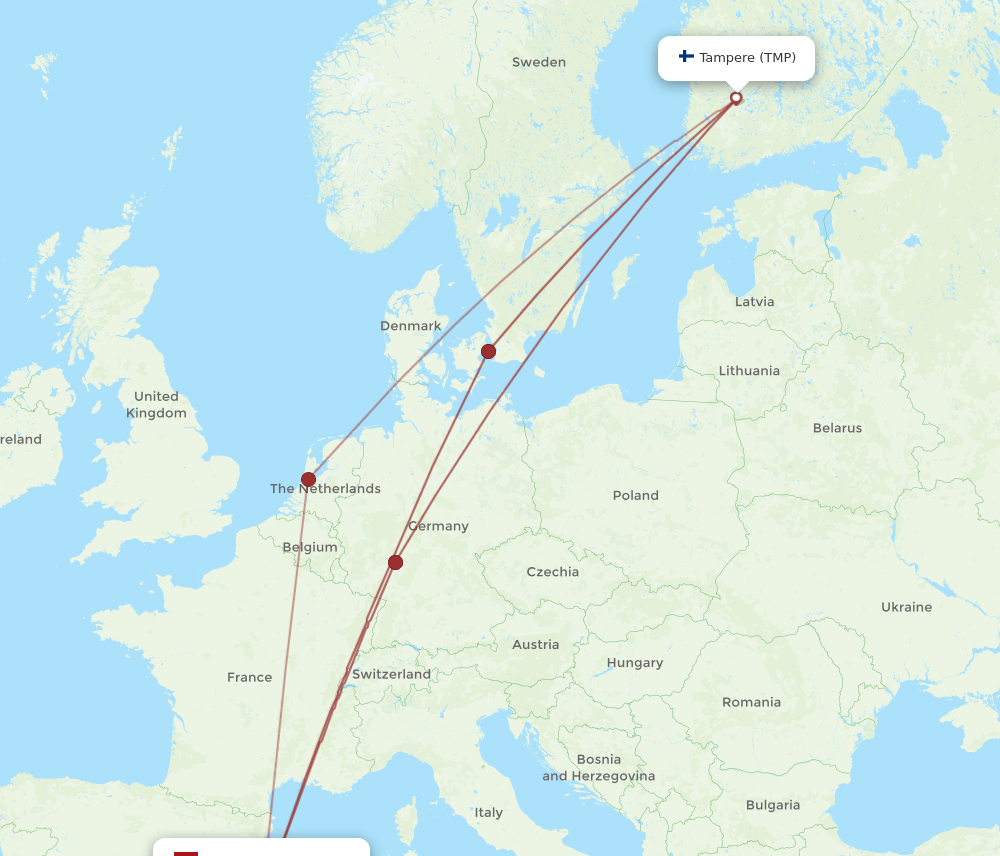 PMI-TMP flight routes