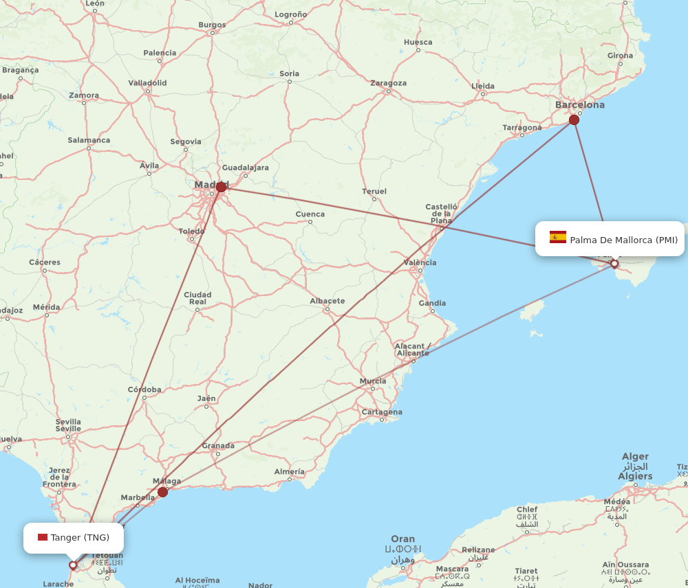 PMI-TNG flight routes