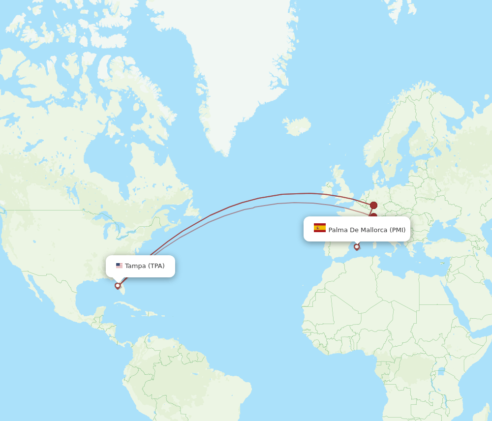 PMI to TPA flights and routes map