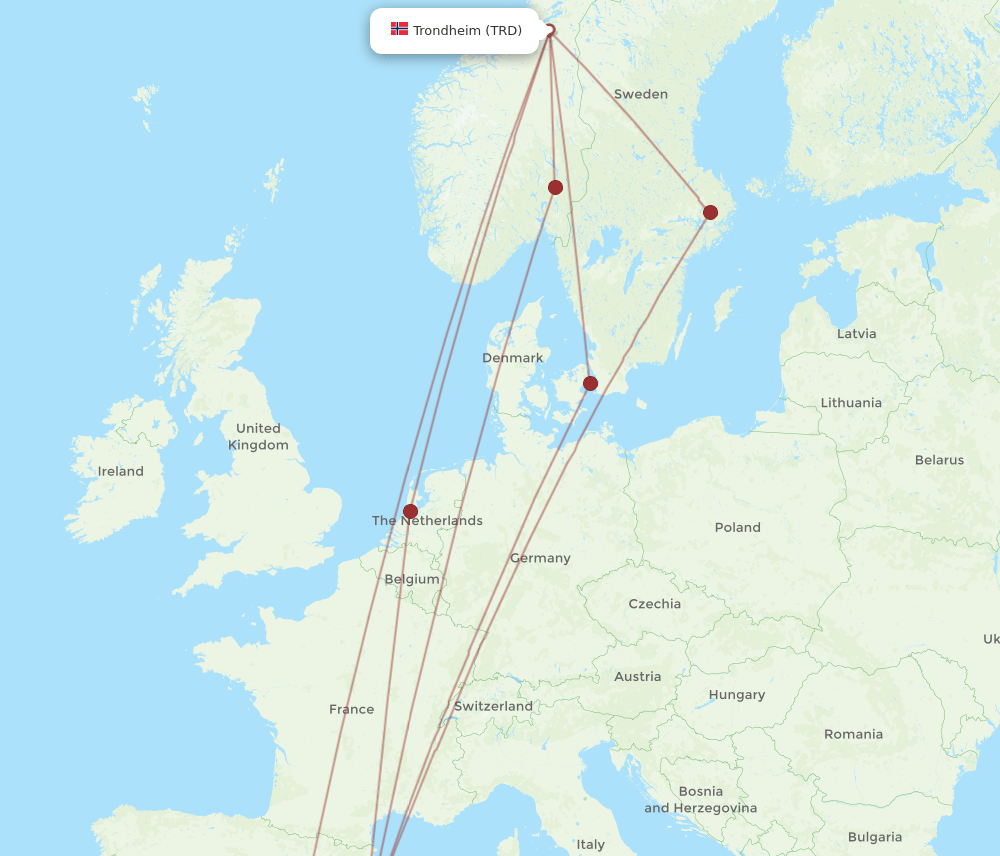 PMI to TRD flights and routes map