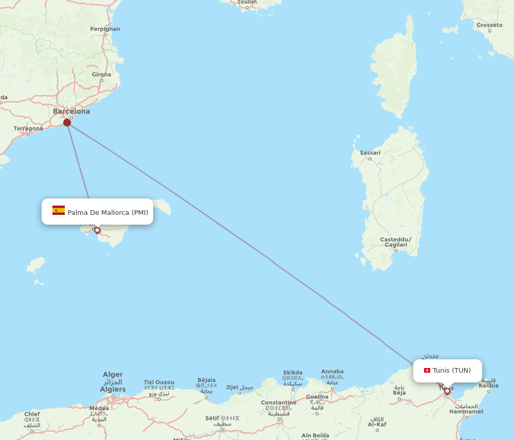 PMI-TUN flight routes
