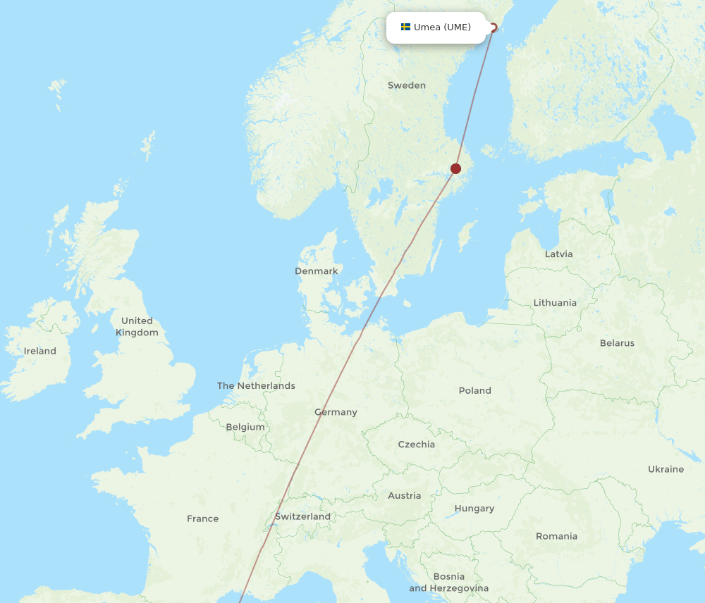 PMI to UME flights and routes map