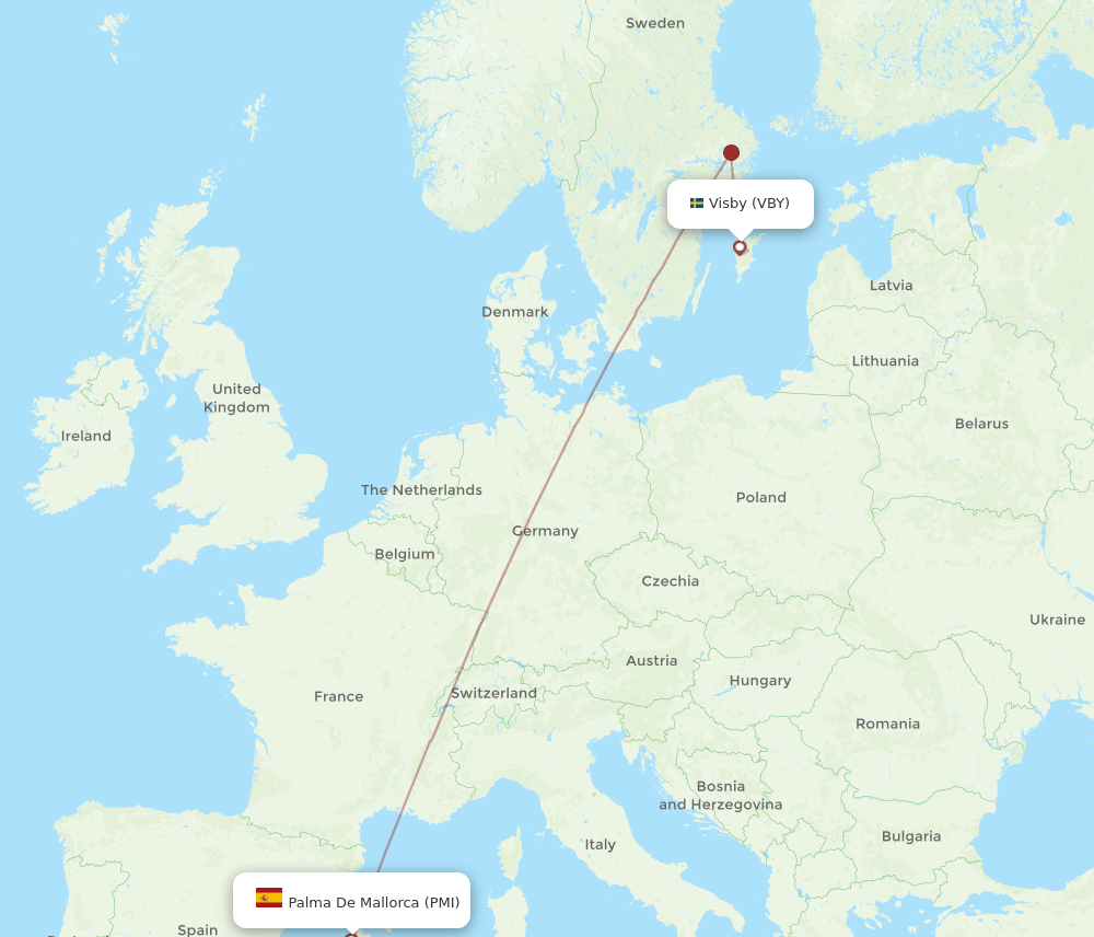 PMI to VBY flights and routes map