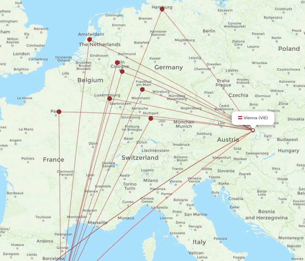 PMI-VIE flight routes