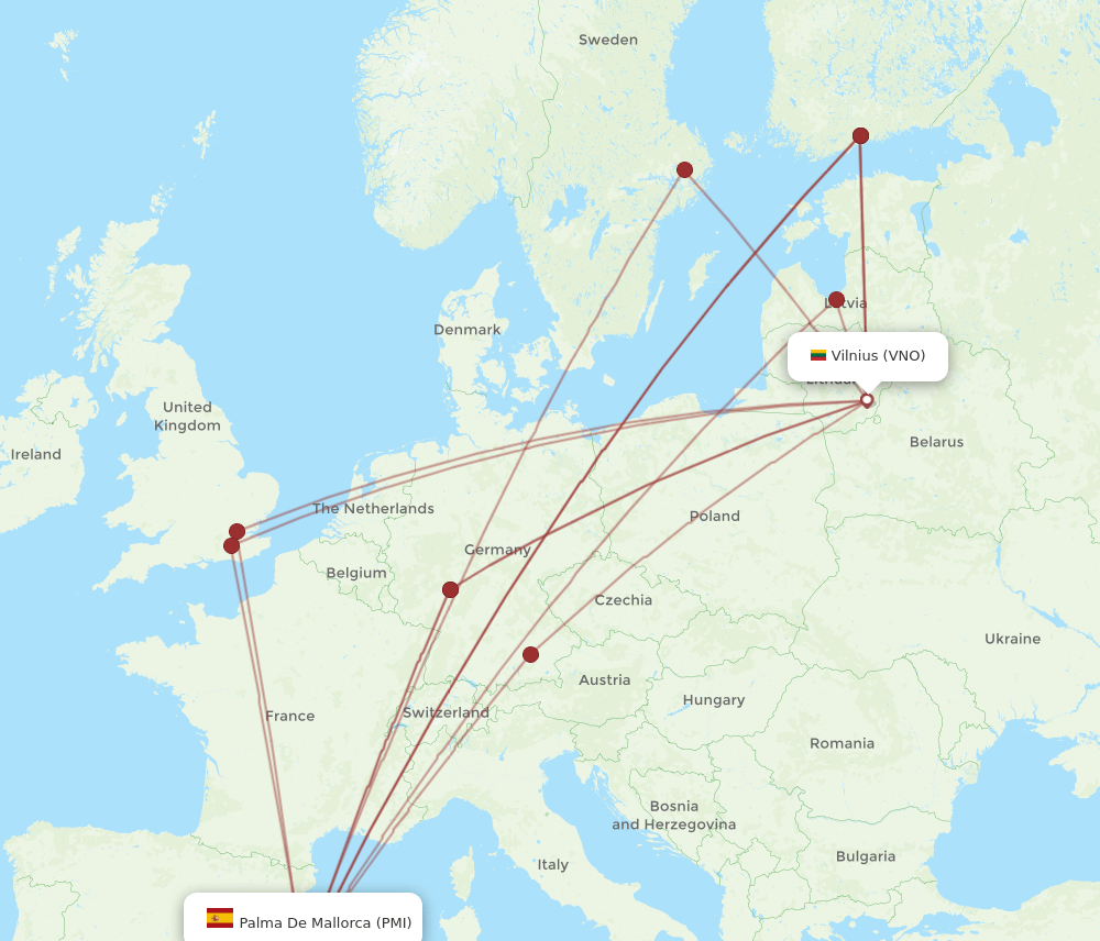 PMI-VNO flight routes