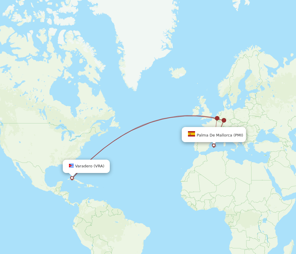 PMI to VRA flights and routes map