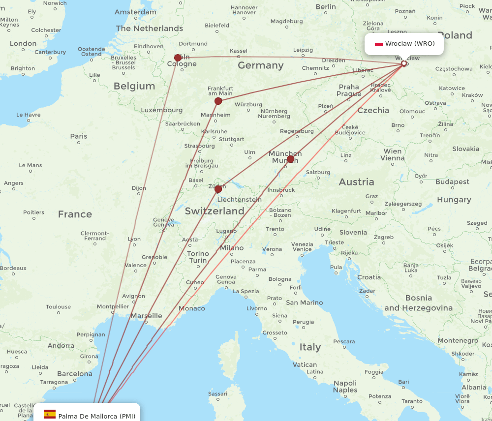 PMI-WRO flight routes