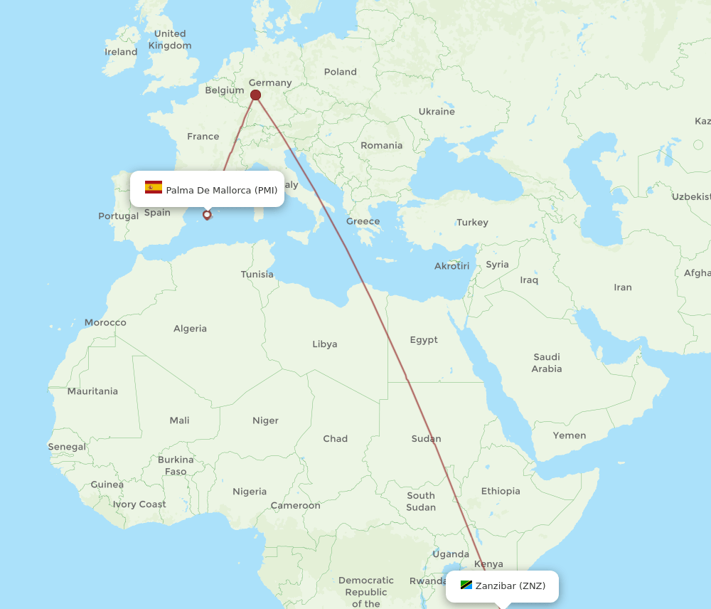 PMI-ZNZ flight routes