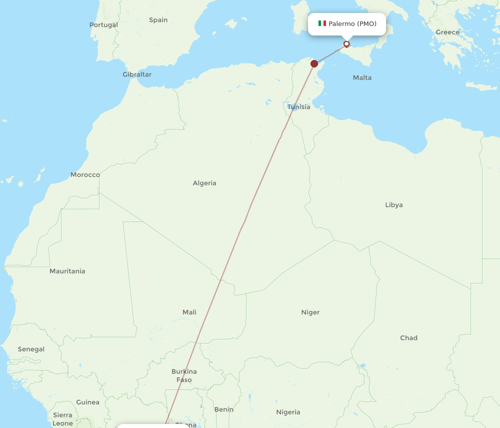 PMO to ABJ flights and routes map