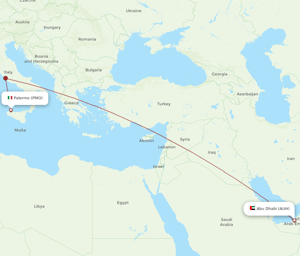 PMO to AUH flights and routes map