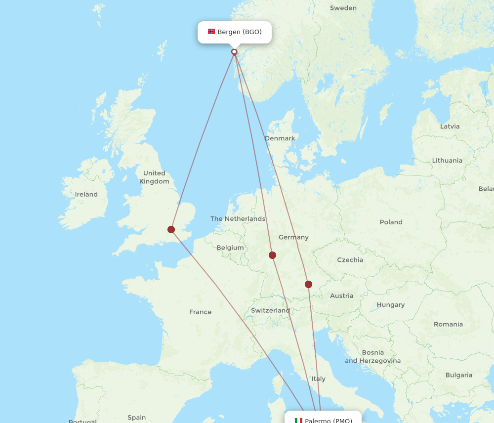 PMO-BGO flight routes