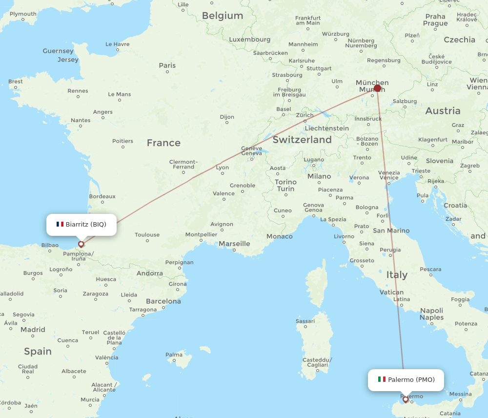PMO-BIQ flight routes