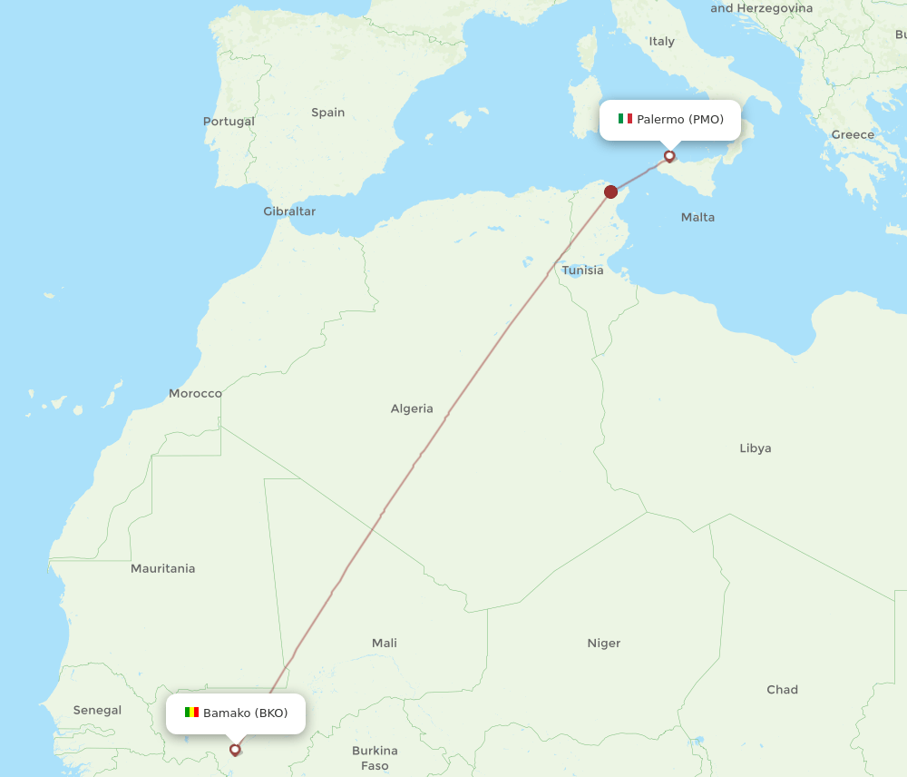 PMO-BKO flight routes