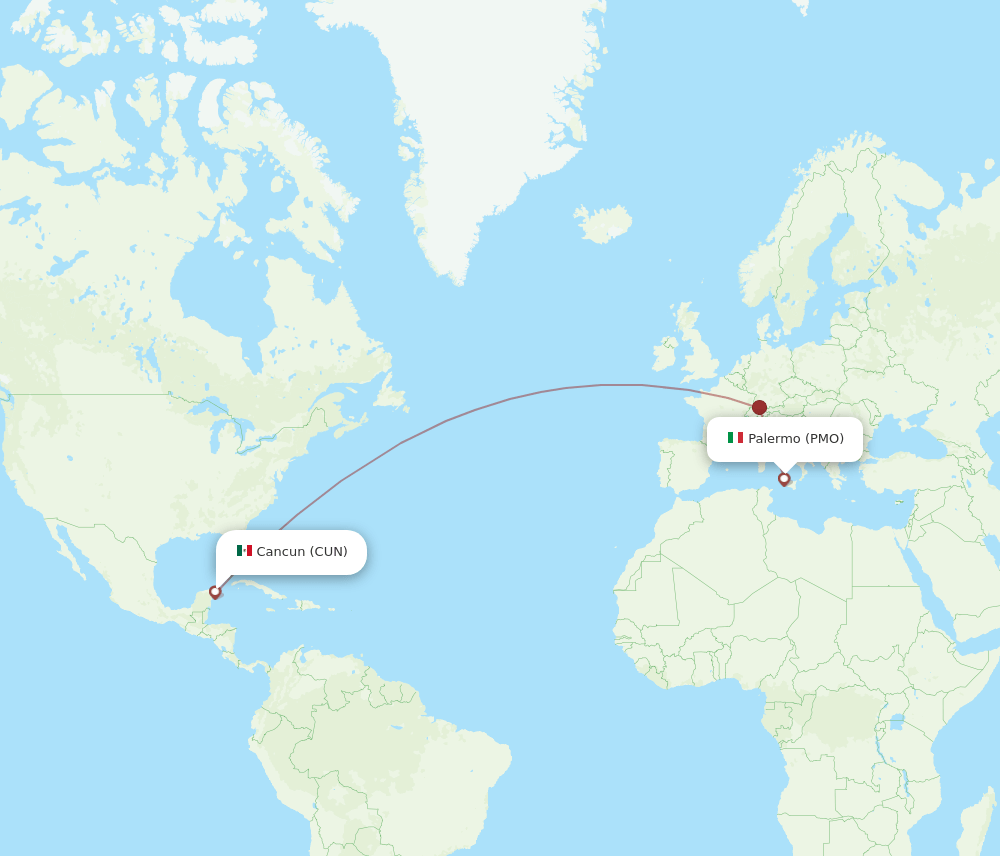 PMO-CUN flight routes