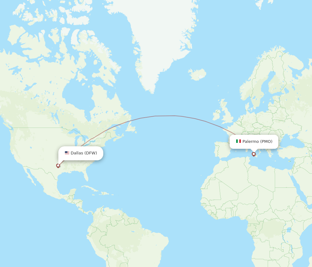 PMO-DFW flight routes