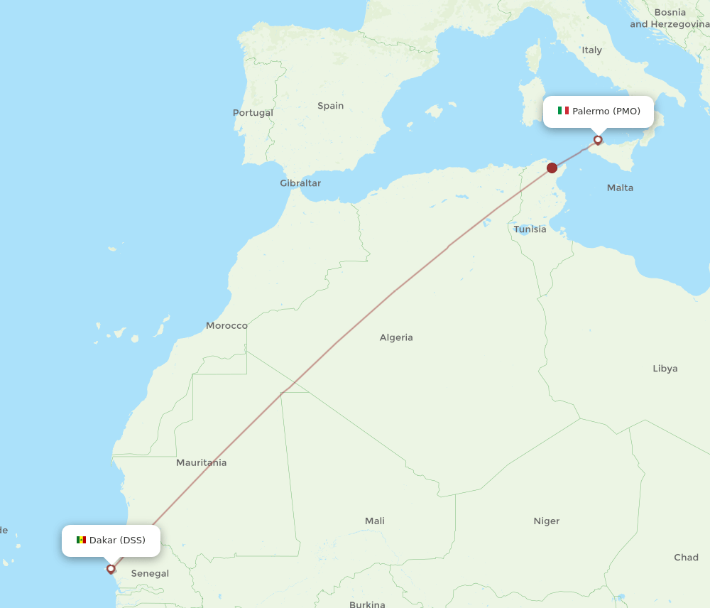 PMO to DSS flights and routes map