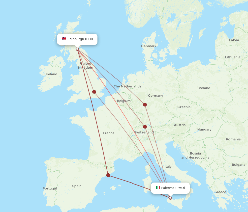 PMO-EDI flight routes