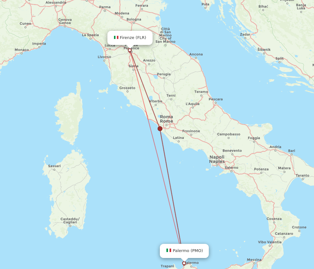 PMO-FLR flight routes