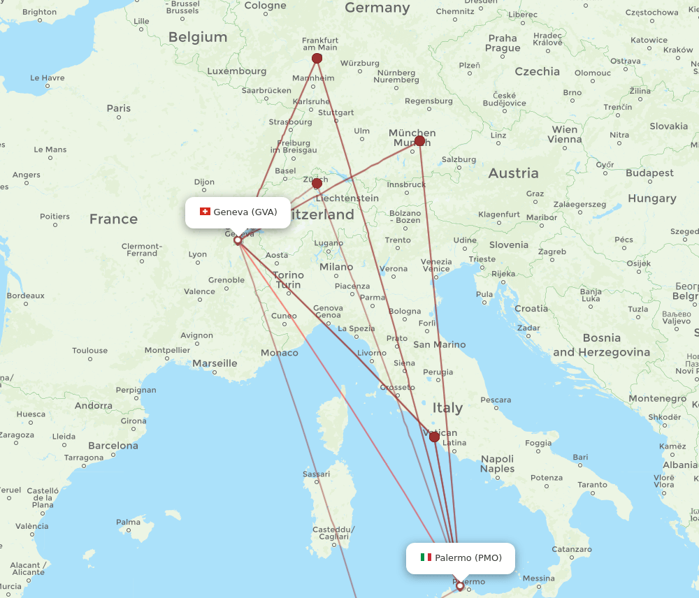 PMO-GVA flight routes