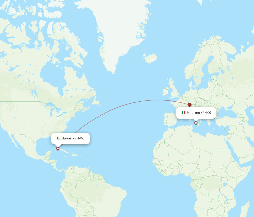 PMO to HAV flights and routes map