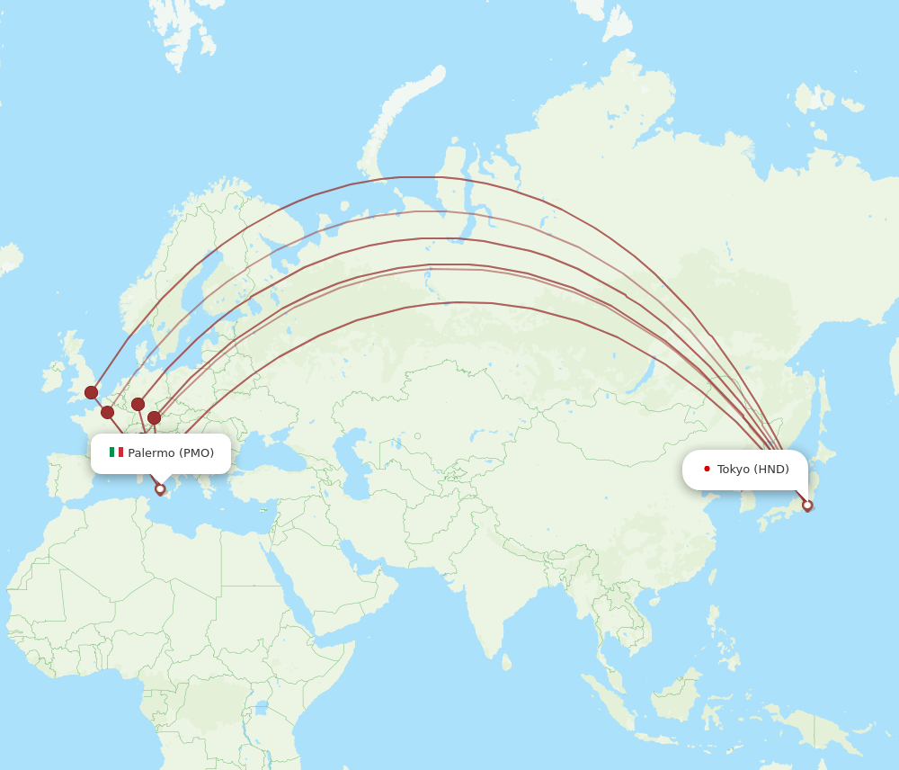 PMO-HND flight routes