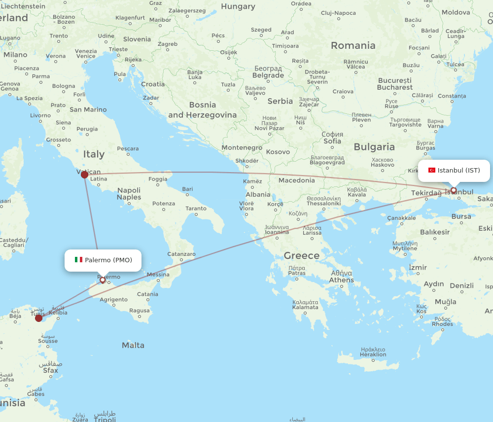 PMO-IST flight routes