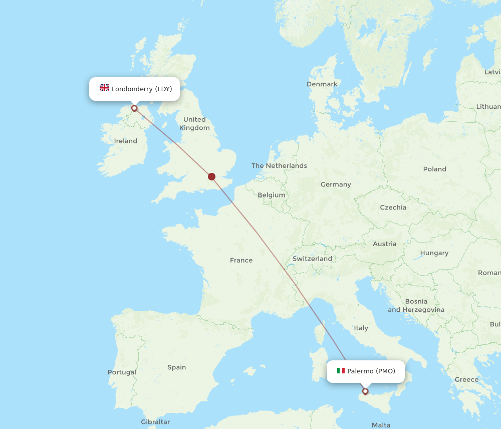PMO-LDY flight routes