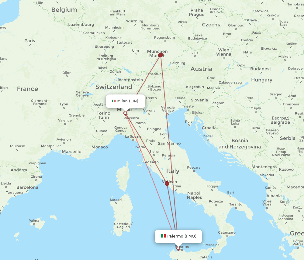 PMO to LIN flights and routes map