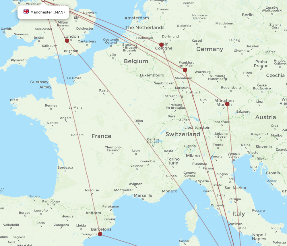 PMO to MAN flights and routes map