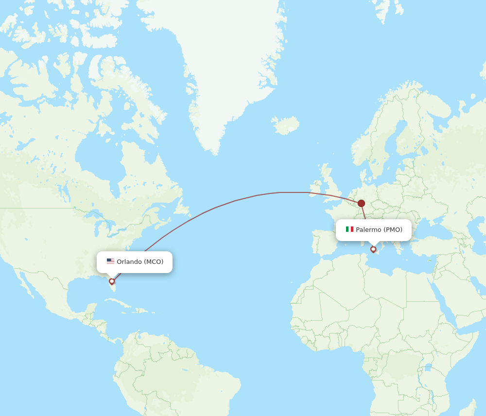 PMO-MCO flight routes