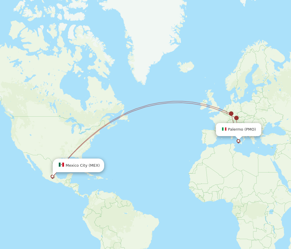 PMO-MEX flight routes