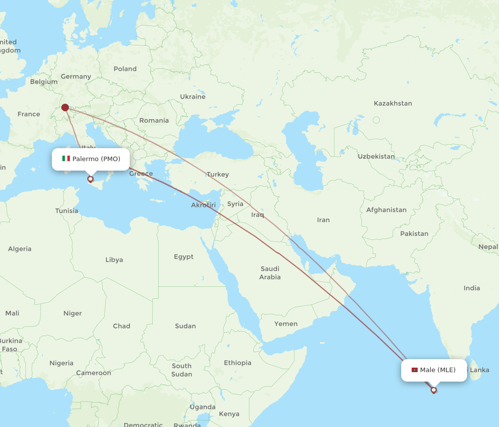 PMO-MLE flight routes