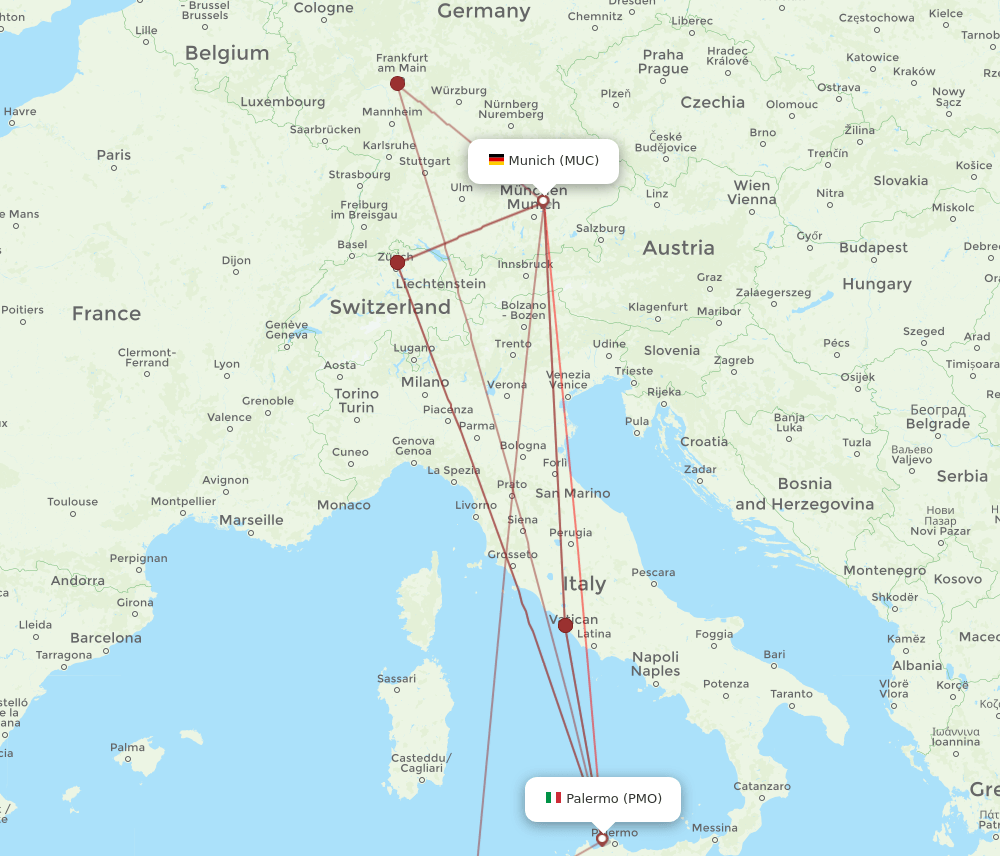 PMO-MUC flight routes