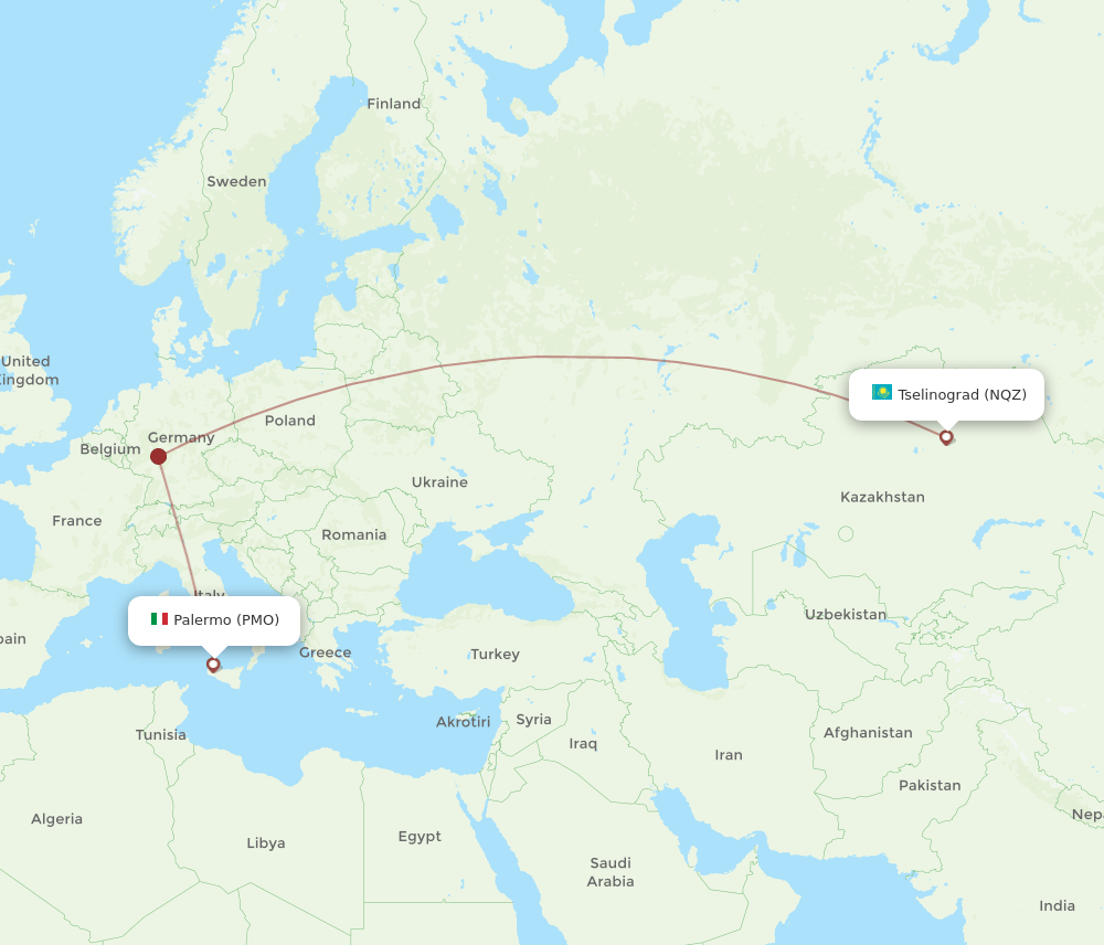 PMO-NQZ flight routes