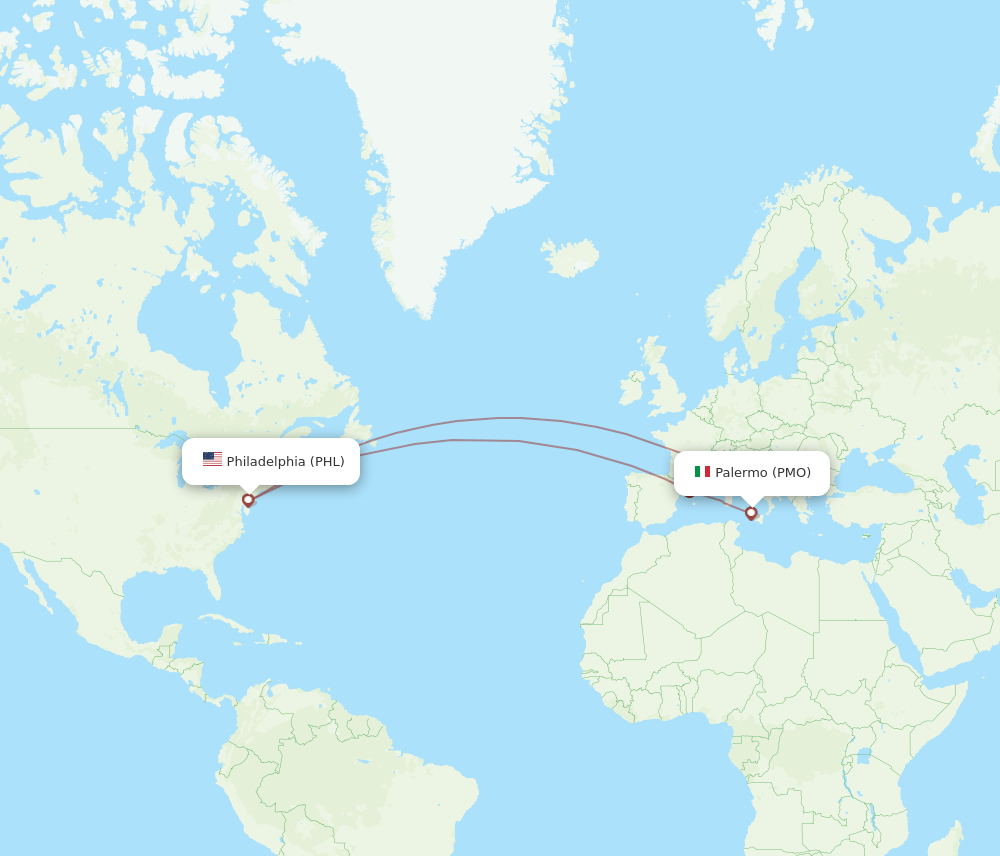 PMO-PHL flight routes