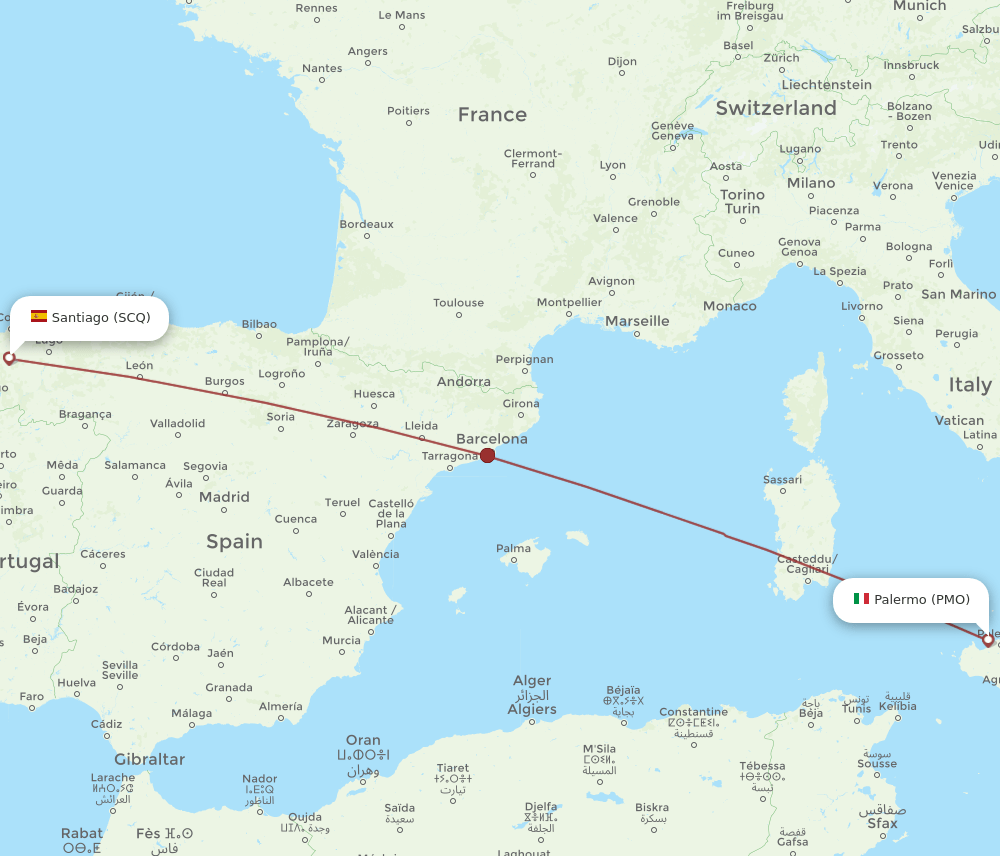 PMO-SCQ flight routes