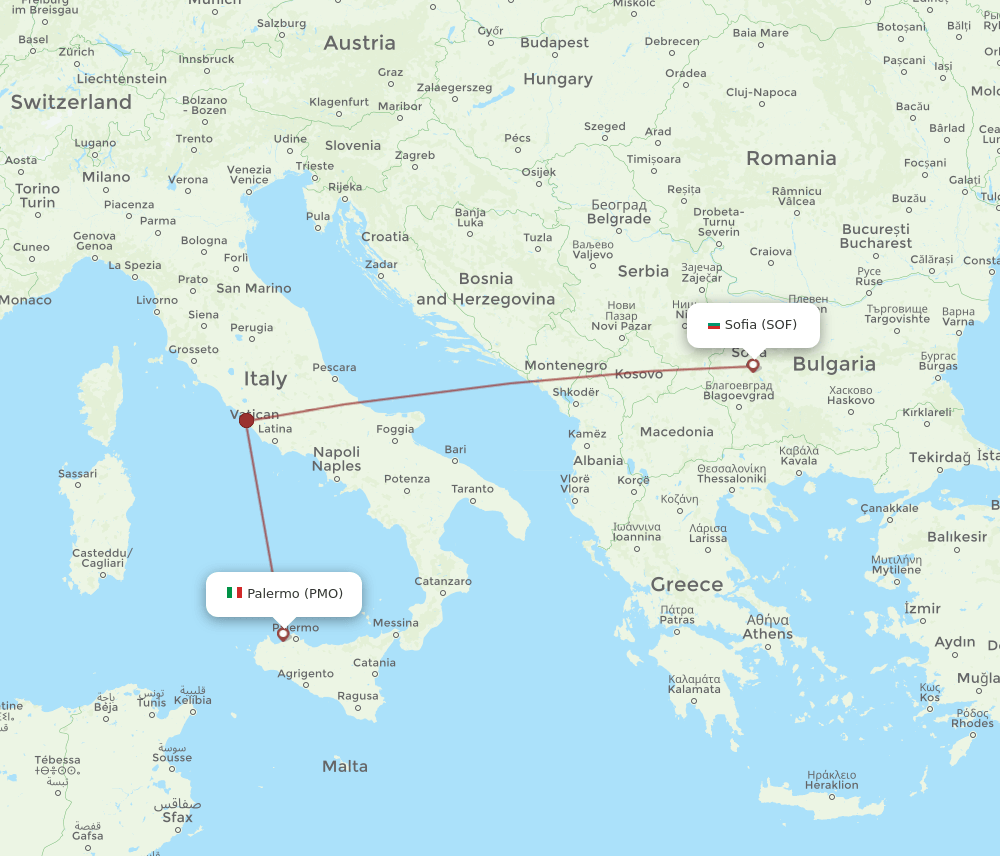 PMO-SOF flight routes