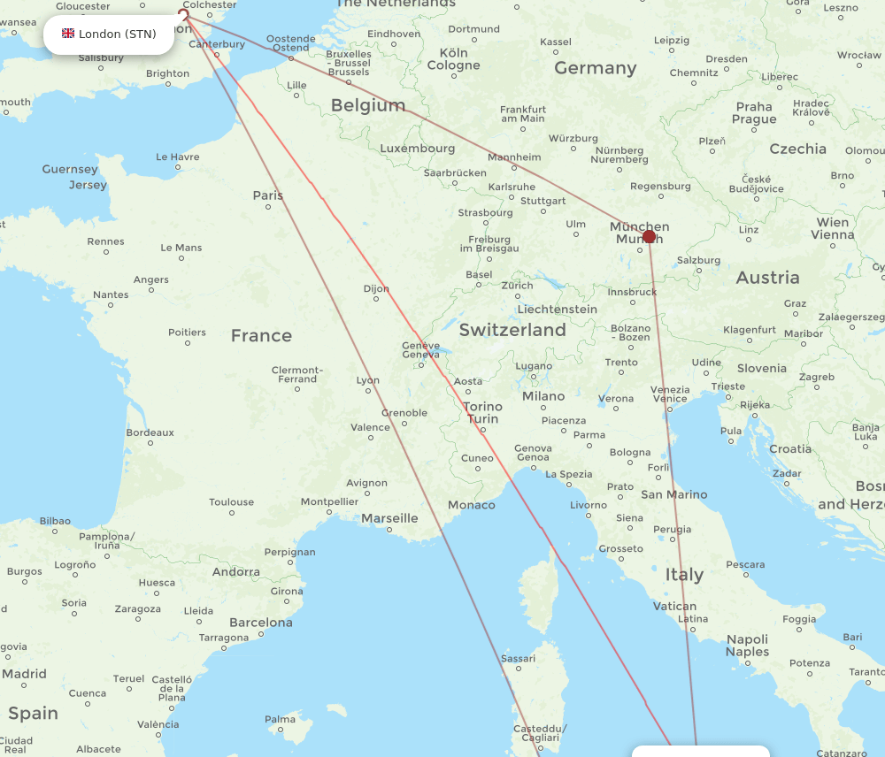 PMO to STN flights and routes map