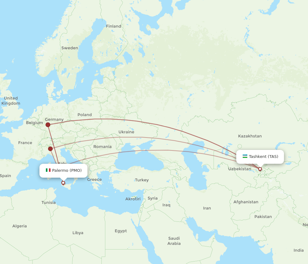 PMO-TAS flight routes