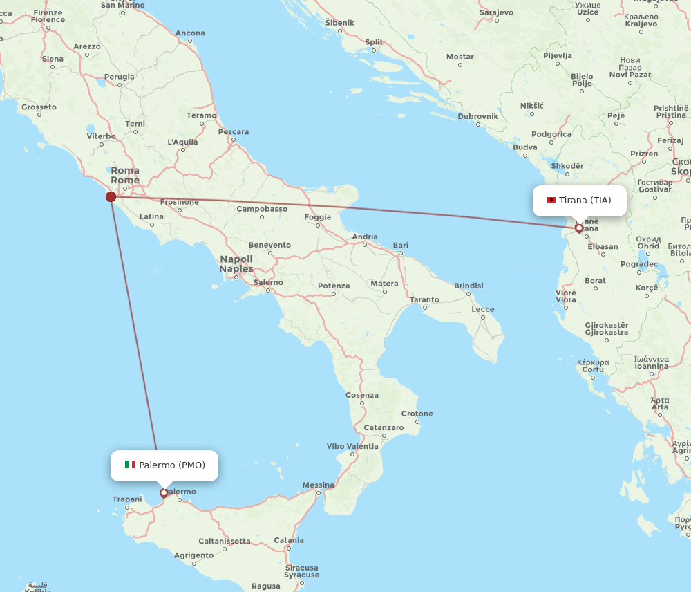 PMO to TIA flights and routes map