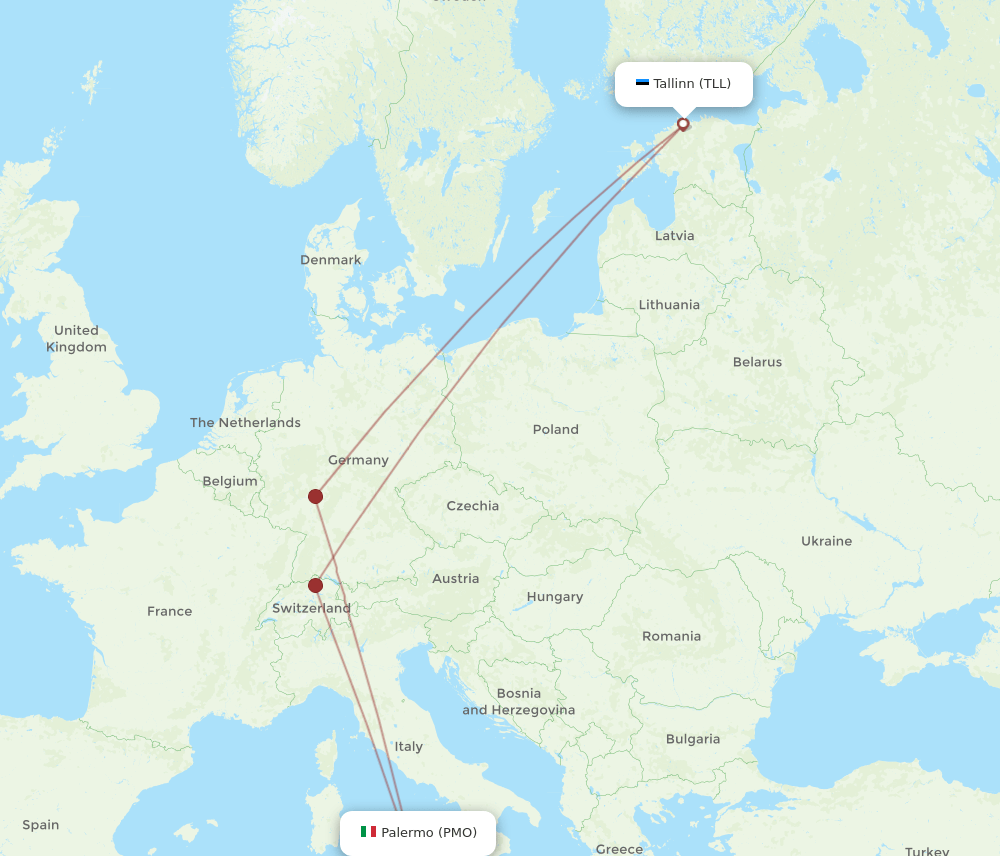 PMO-TLL flight routes