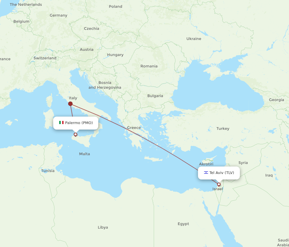 PMO-TLV flight routes