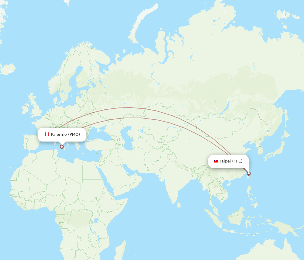 PMO-TPE flight routes