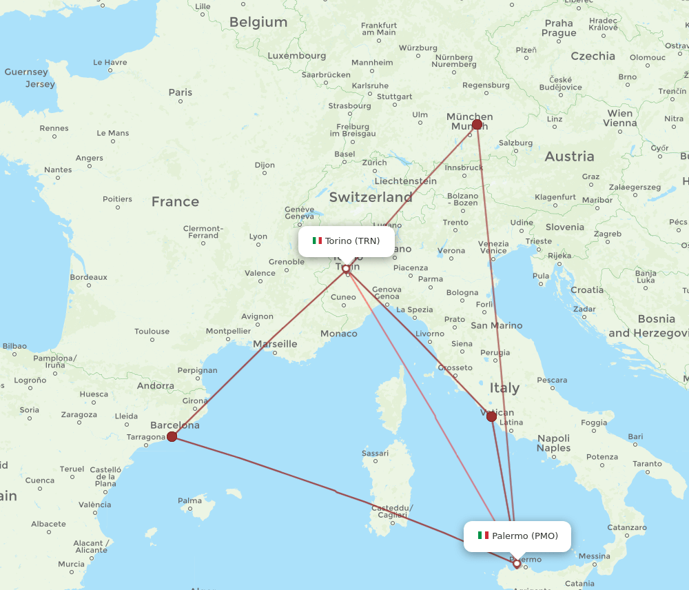 PMO-TRN flight routes