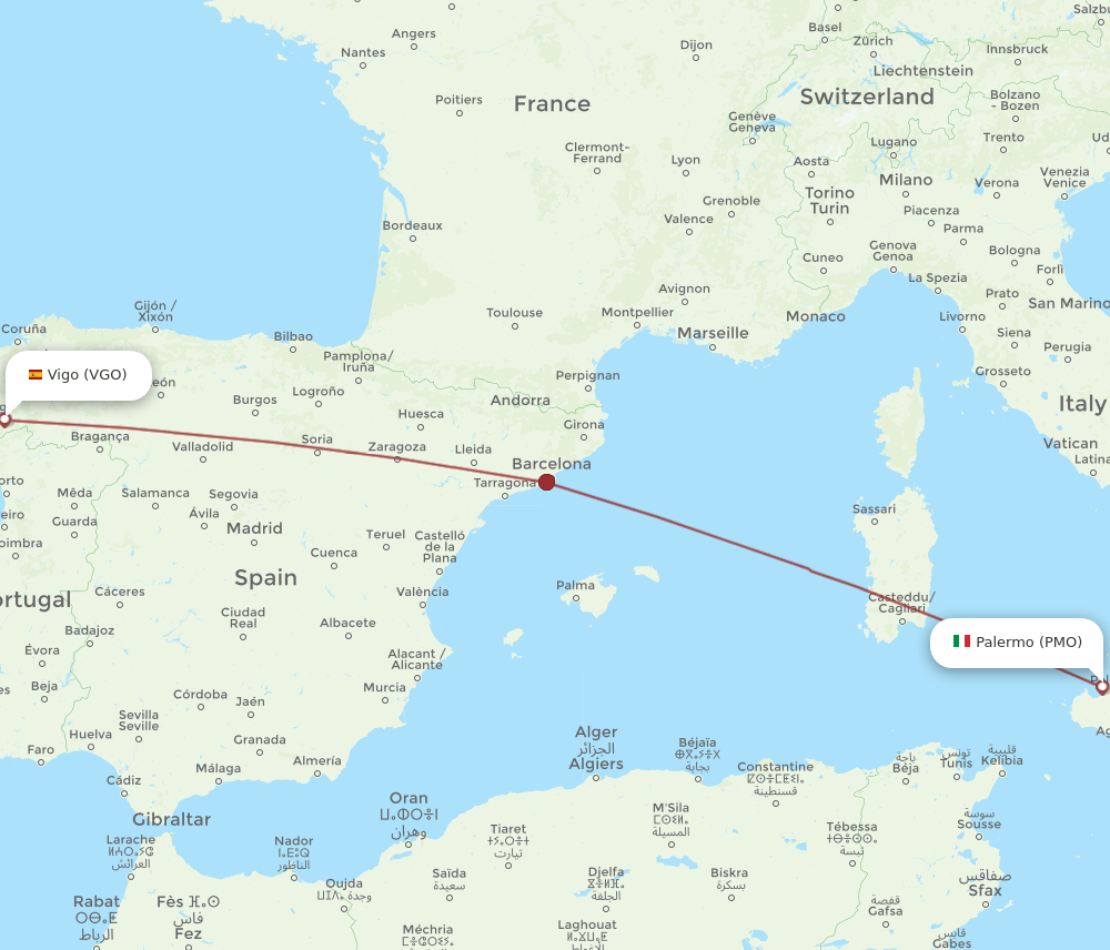 PMO-VGO flight routes
