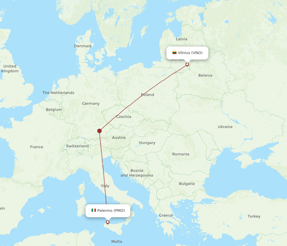 PMO-VNO flight routes