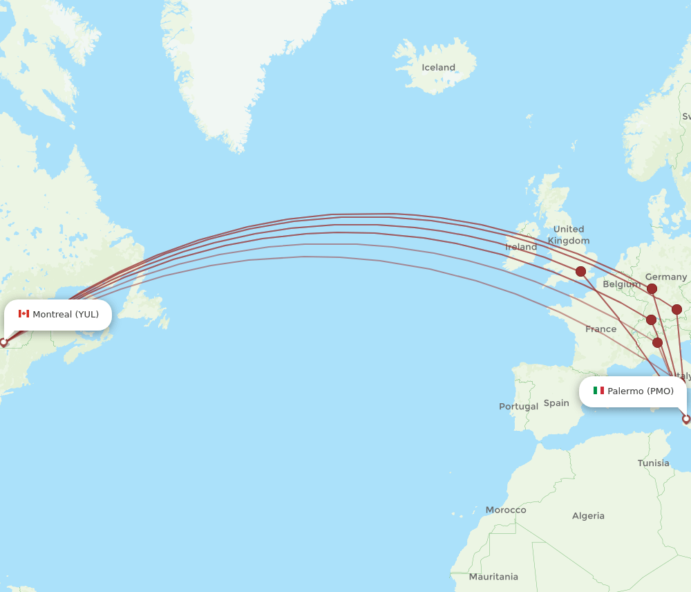 PMO-YUL flight routes