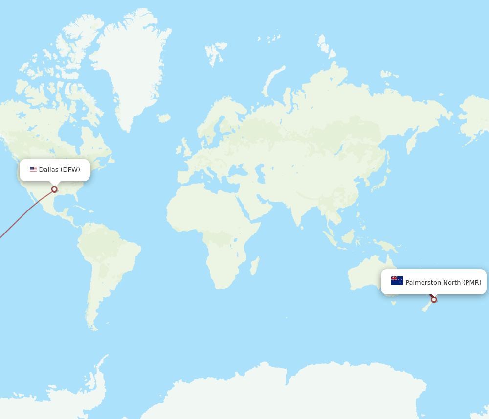 PMR to DFW flights and routes map