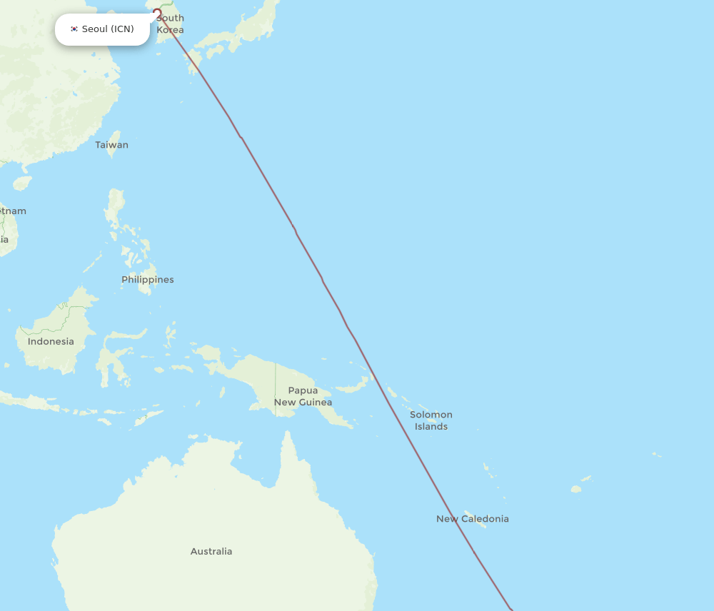 PMR-ICN flight routes